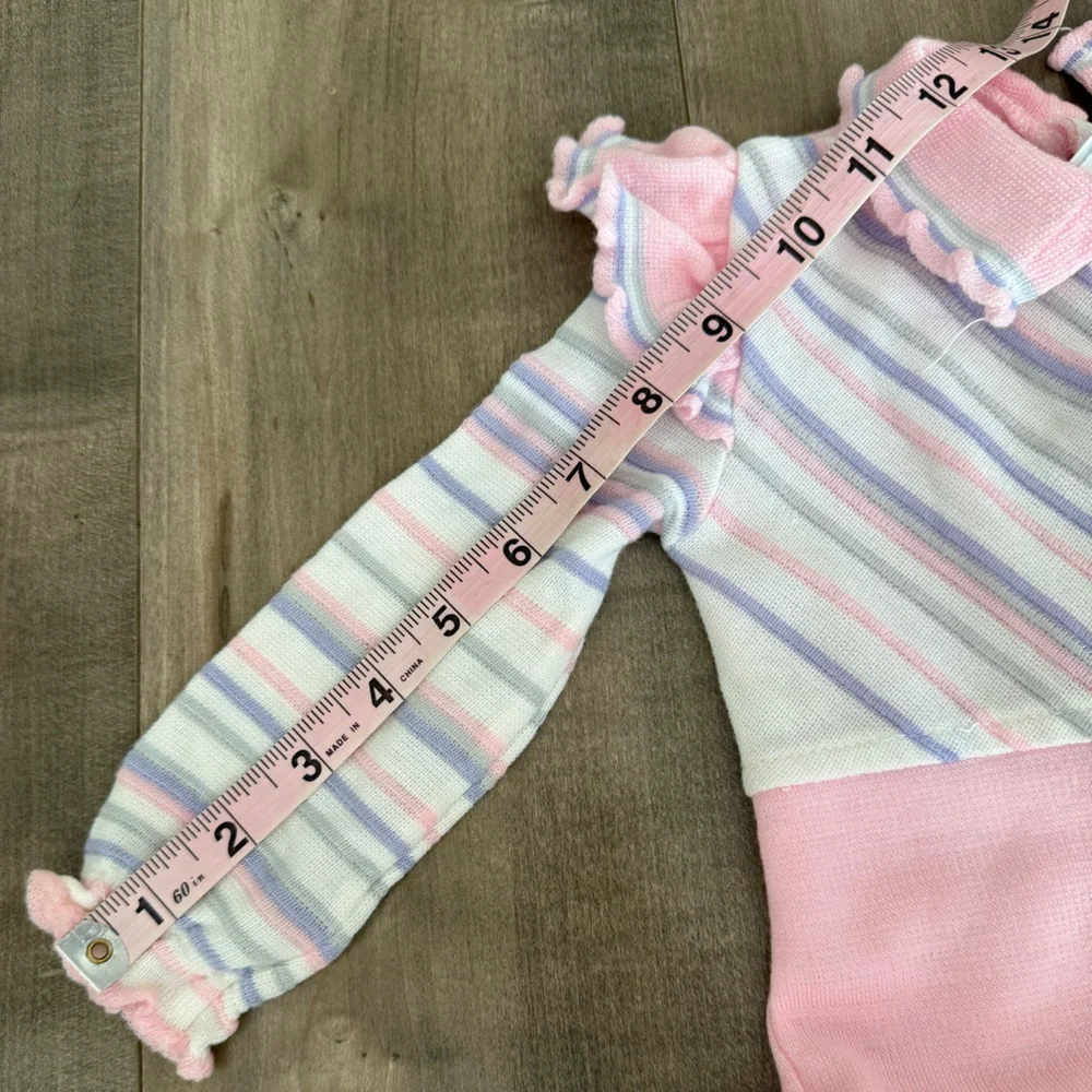 Vintage Blue Duck One Piece Jumpsuit 12 Month‎ Pink Elephant Embroidered Ruffle